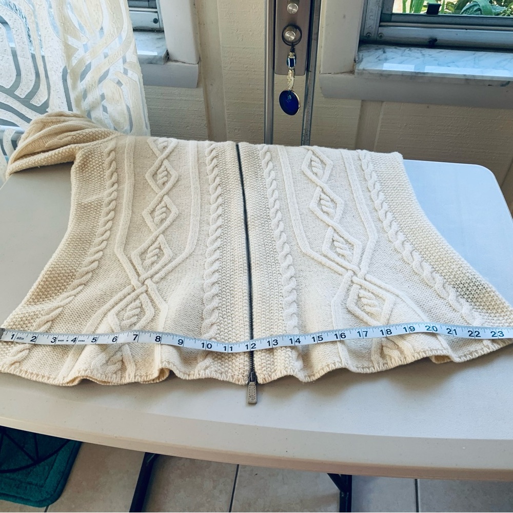 Ralph Lauren Cable Knit Full Zip 100% Ivory Wool Cardigan size XL - Picture 9 of 12